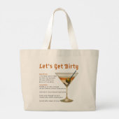 Grand Tote Bag Heure de cocktail Obtenons une recette de martini (Dos)