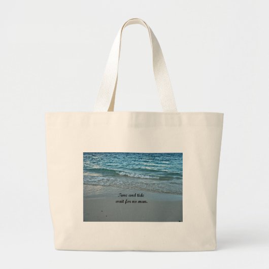Grand Tote Bag Heure et attente de marée personne. (Devant)