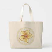 Grand Tote Bag Hibiscus & dentelle JAUNE (Dos)