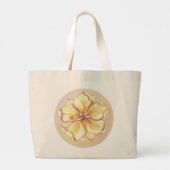 Grand Tote Bag Hibiscus & dentelle JAUNE (Dos)