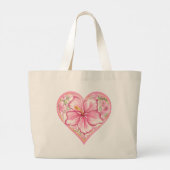 Grand Tote Bag hibiscus & dentelle PINK (Dos)