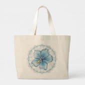Grand Tote Bag Hibiscus & dentelle TURQUOISE (Dos)