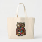 Grand Tote Bag Hibou de patchwork (Devant)