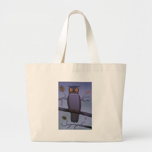 Grand Tote Bag Hibou sur la branche (Devant)