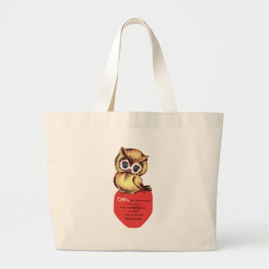 Grand Tote Bag Hibou vintage Valentine (Devant)