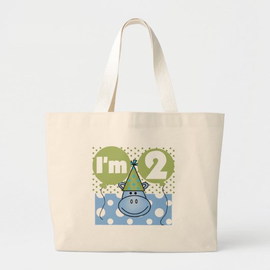 Grand Tote Bag Hippo 2e Anniversaire Tshirts et cadeaux (Devant)