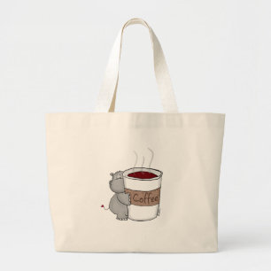 Grand Tote Bag Hippopotame avec du café