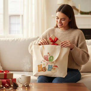 Grand Tote Bag Ho Ho Ho Super Joyeux Noël Festif