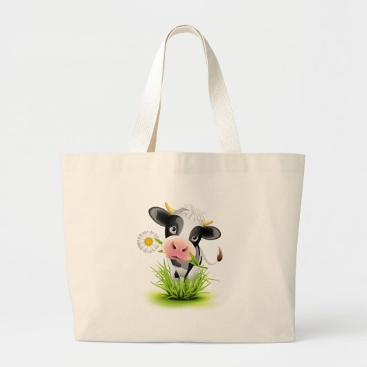 Grand Tote Bag Holstein cow en gris (Devant)