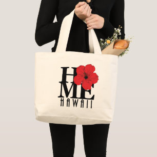 Grand Tote Bag HOME Hawaii Red Hibiscus