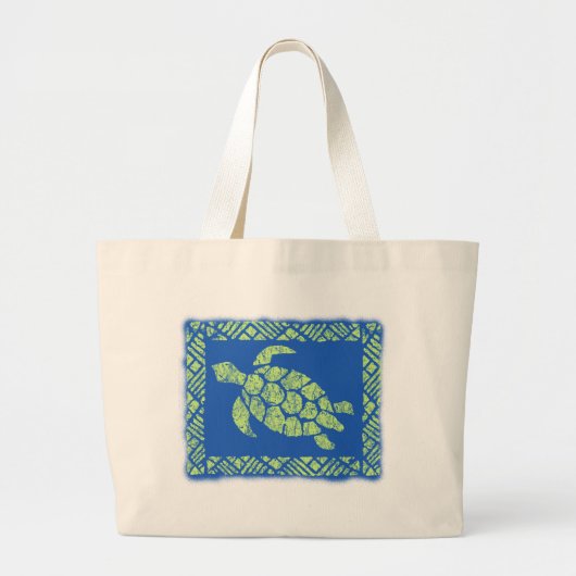 Grand Tote Bag Honu Tapa Hawaiian Beach Bag (Devant)