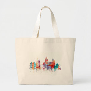 Grand Tote Bag Horizon d'aquarelle d'Amsterdam