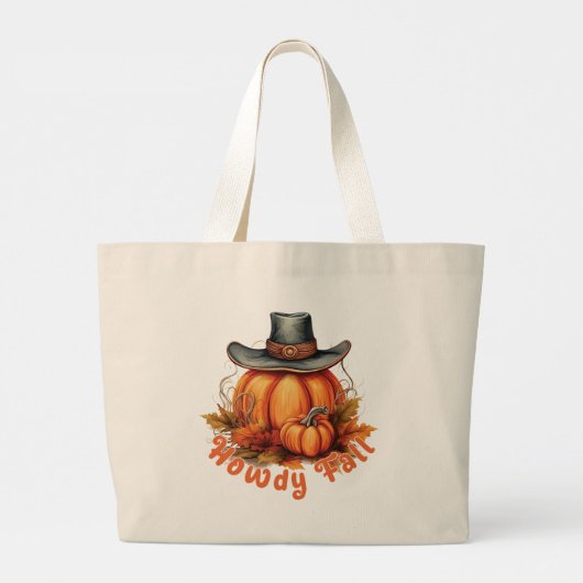 Grand Tote Bag Howdy Fall - Vibes d'automne rustiques (Dos)
