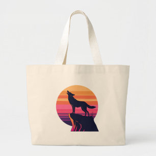 Grand Tote Bag Howl at the Dusk - Retro Coyote Sunset