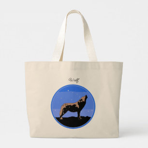 Grand Tote Bag Howling Wolf en hiver - Art faunique original