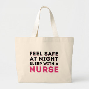 Grand Tote Bag Humour de l'infirmière rose Noir Sassy