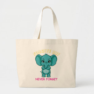 Grand Tote Bag Humour Designs Drôle Elephants N'Oubliez Jamais