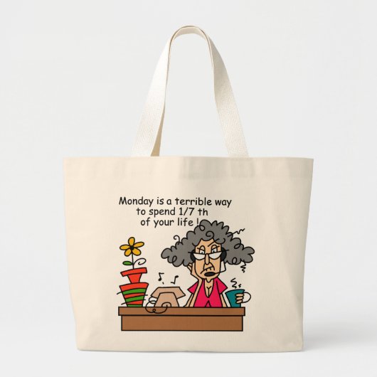 Grand Tote Bag Humour du lundi (Devant)