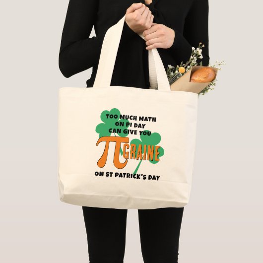 Grand Tote Bag Humour Pi Day St Patrick's Day Math (Devant (produit))