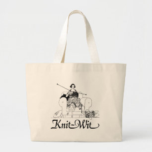 Grand Tote Bag Humour Tricot Knit-Wit mignon