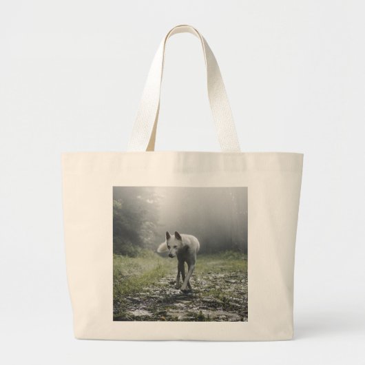 Grand Tote Bag Husky Sibérien Blanc (Devant)