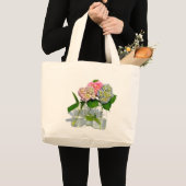 Grand Tote Bag Hydrangées florales rose pâle bleu jaune vert (Devant (produit))