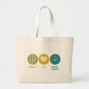 Grand Tote Bag Hygiène dentaire d'amour de paix