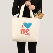 Grand Tote Bag I coeur j'Aqua/rose (Devant (produit))