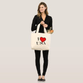 Grand Tote Bag I Heart USA bk jtcnt (Devant (modèle))