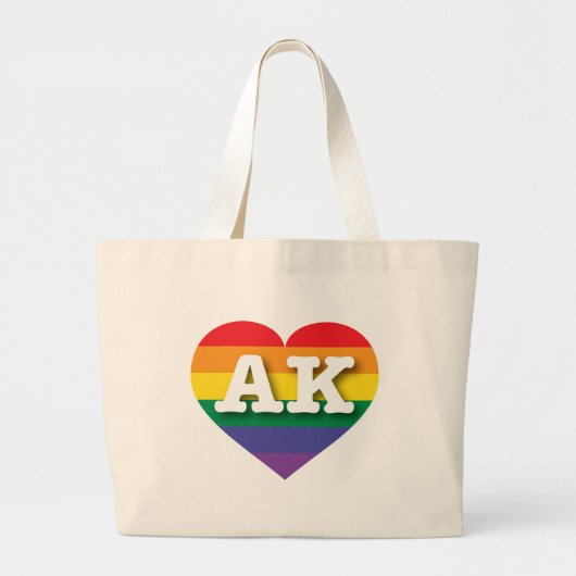 Grand Tote Bag I Love Alaska Rainbow Heart (Devant)