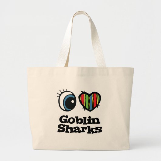 Grand Tote Bag I Love (Coeur) requins gobelins (Devant)