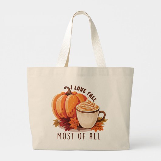 Grand Tote Bag I Love Fall - Citrouille et Citrouille Spice Latte (Dos)