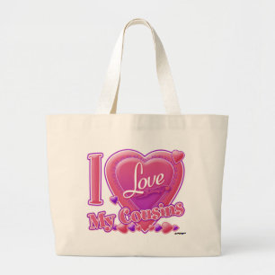 Grand Tote Bag I Love My Cousins rose/violet - coeur