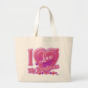 Grand Tote Bag I Love My Daughters rose/violet - coeur