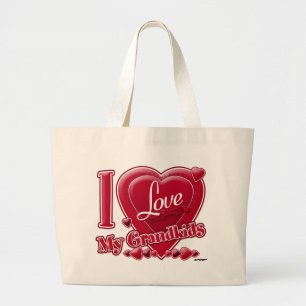 Grand Tote Bag I Love My Grandkids rouge - coeur