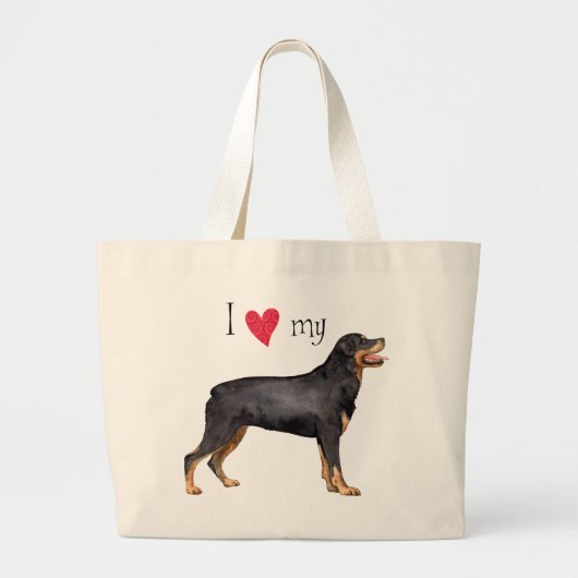 Grand Tote Bag I Love my Rottweiler (Devant)