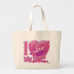Grand Tote Bag I Love My Sons rose/violet - coeur