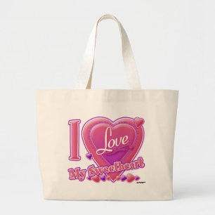 Grand Tote Bag I Love My Sweetheart rose/violet - coeur