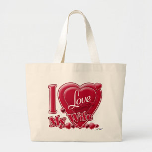 Grand Tote Bag I Love My Wife rouge - coeur