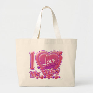 Grand Tote Bag I Love My Wifey rose/violet - coeur