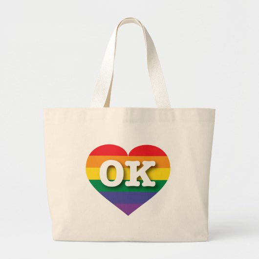 Grand Tote Bag I Love Oklahoma Rainbow Heart (Devant)