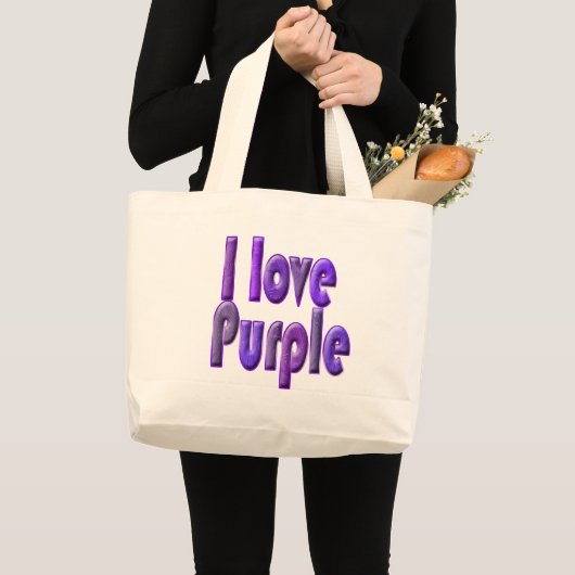 Grand Tote Bag I love purple (Devant (produit))