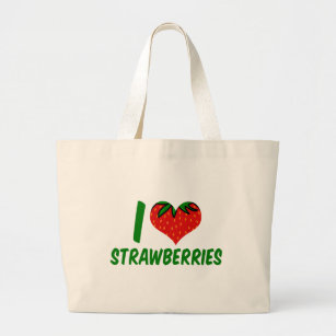 Grand Tote Bag I Love Strawberries Cute Strawberry Farm