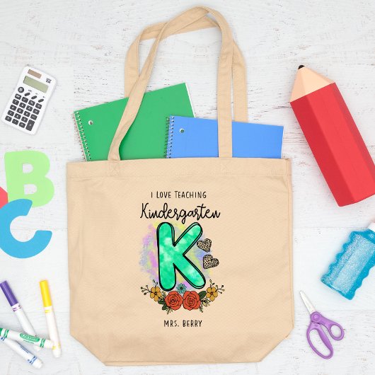 Grand Tote Bag I Love Teaching Kindergarten Ajouter Votre Nom