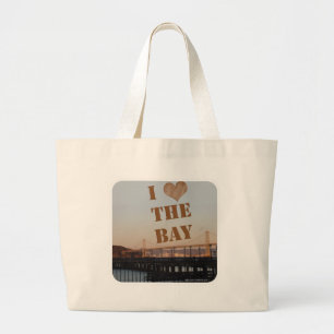 Grand Tote Bag I Love The Bay Pittoresque Voyage Photo Logo Large