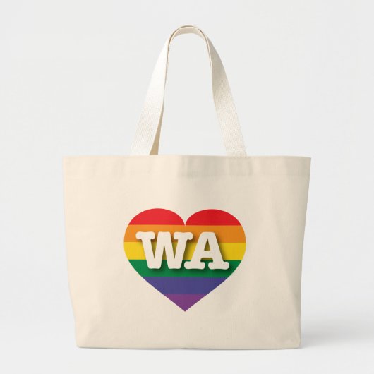 Grand Tote Bag I Love Washington State Rainbow Heart (Devant)