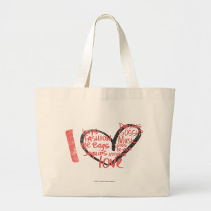 Grand Tote Bag I rose de graffiti de coeur