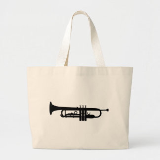 Grand Tote Bag icône de la trompette noire