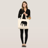 Grand Tote Bag icône de l'éléphant noir (Devant (modèle))