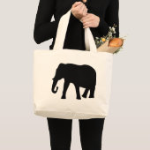 Grand Tote Bag icône de l'éléphant noir (Devant (produit))